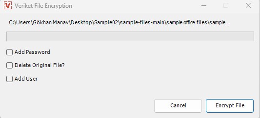 One-step file encryption from the same menu